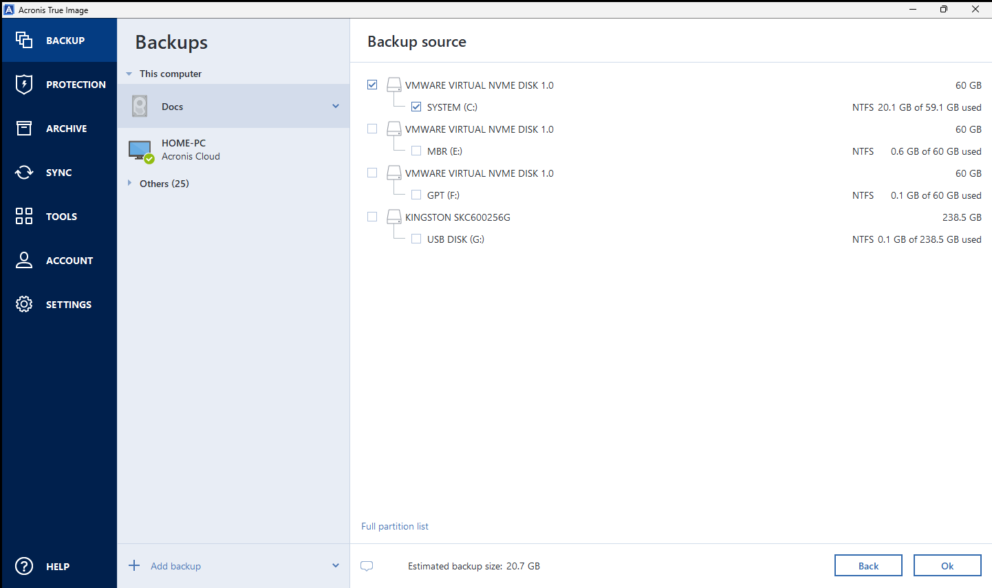 How to Configure Backup for Individual Disks, Partitions, or Files