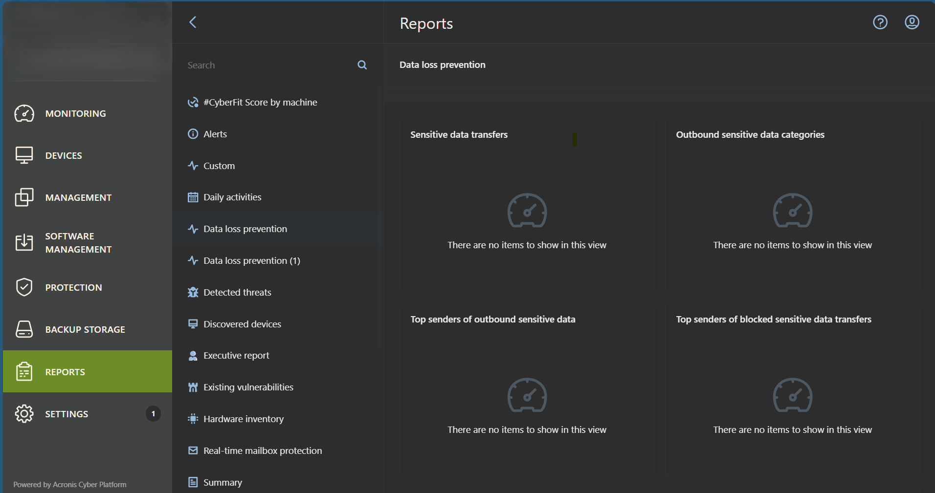 Acronis Cyber Protect Cloud: DLP audit log events related to non ...