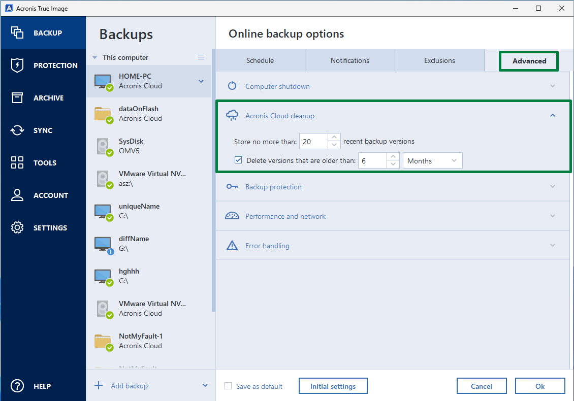 acronis true image won delete old backups