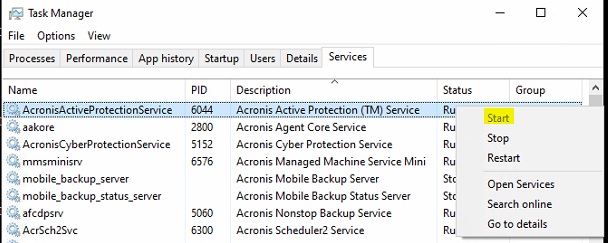 71855: Acronis Cyber Protect Home Office: Message in the console 