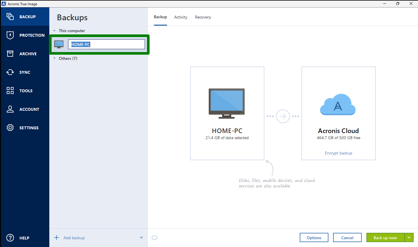 Acronis True Image: How to back up entire computer