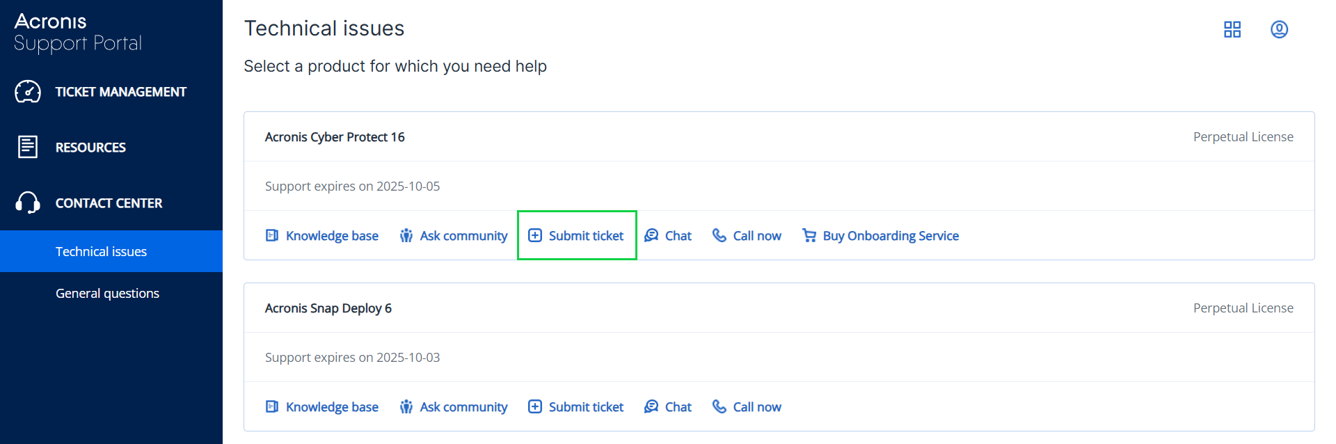 71481: New Acronis Support portal