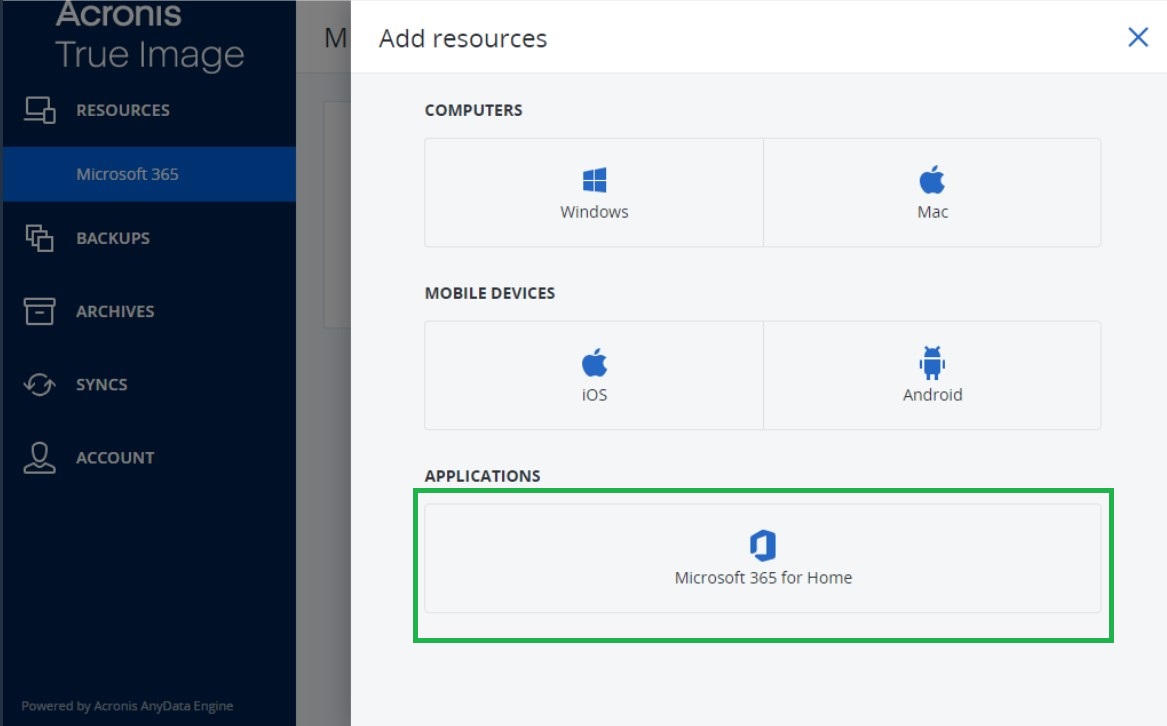 62069: Acronis True Image: How to back up Microsoft 365 accounts