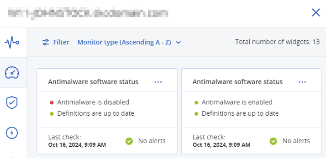 Acronis Cyber Protect Cloud: Duplicated widgets "Antimalware software ...